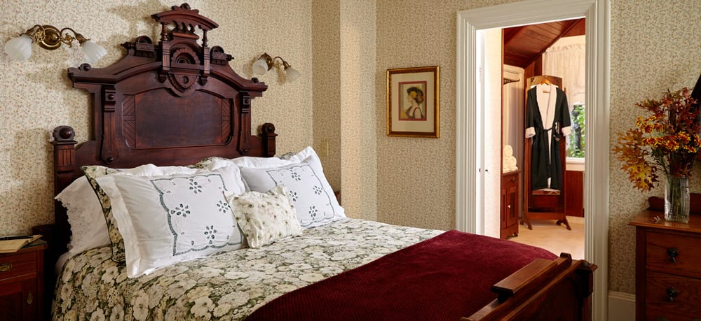 The Garden Room with its beautiful antique bed.