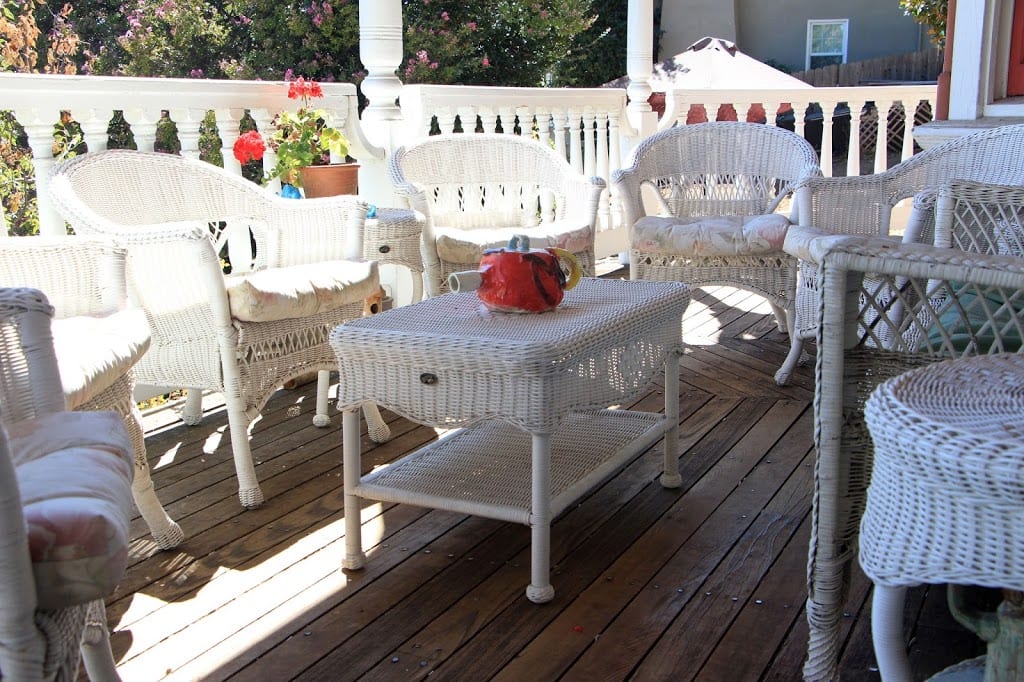 Wrap-around porch at the Swan Levine House