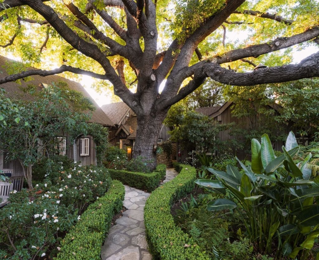 Cottages beneath an grand oak at the Simpson House Inn