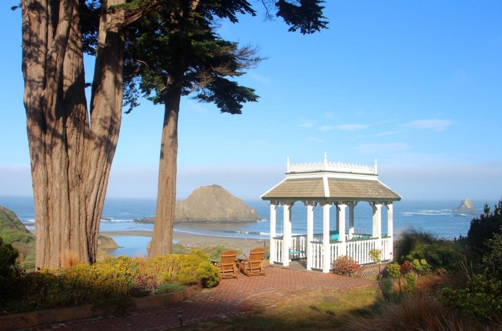 The gazebo at Elk Cove Inn & Spa overlooking Greenwood State Beach