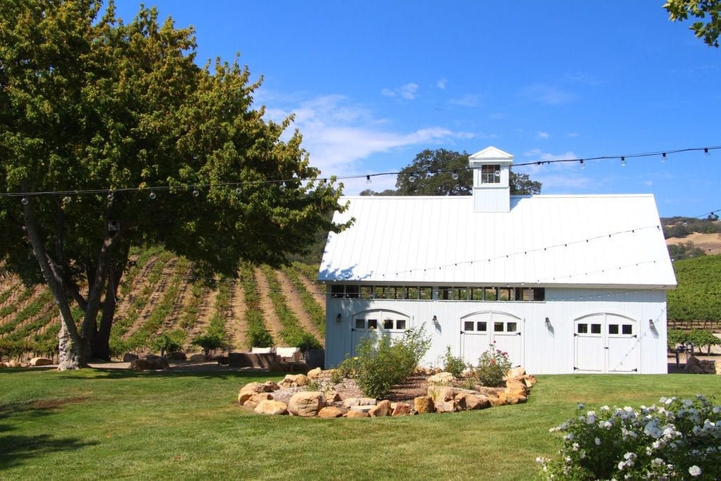 Lawn and barn at HammerSky Vineyards