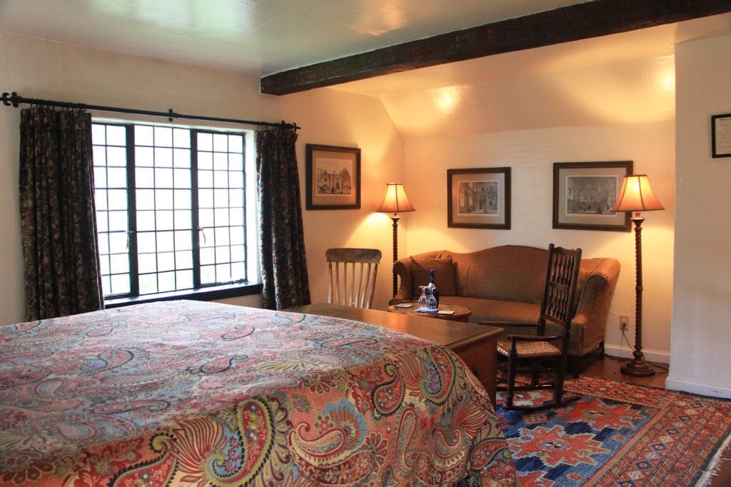 Guest room at The Pelican Inn