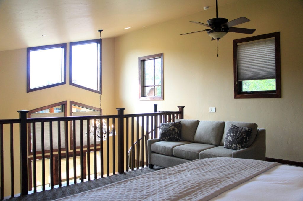 Loft bedroom of the Lavender Suite at Highlands Ranch Resort