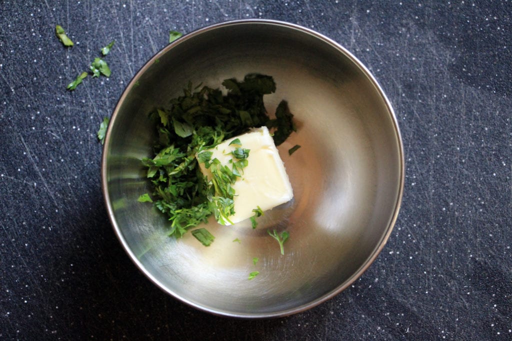 Ingredients for cilantro butter