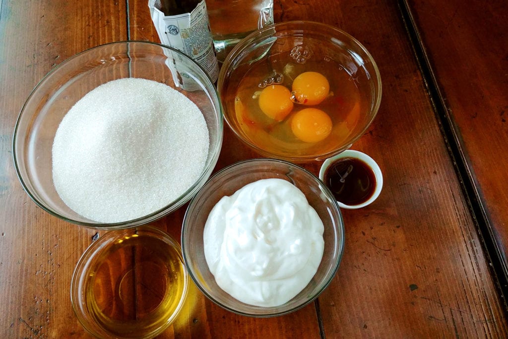 Wet ingredients for the Strawberry Creek Inn's carrot cake muffins