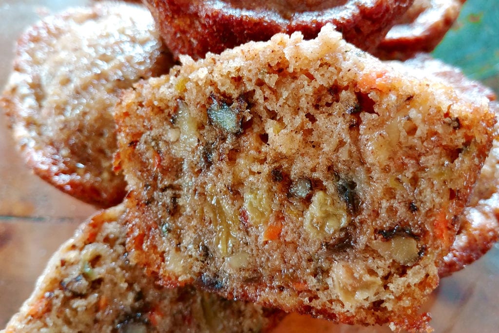 Interior crumb of a carrot cake muffin from the Strawberry Creek Inn