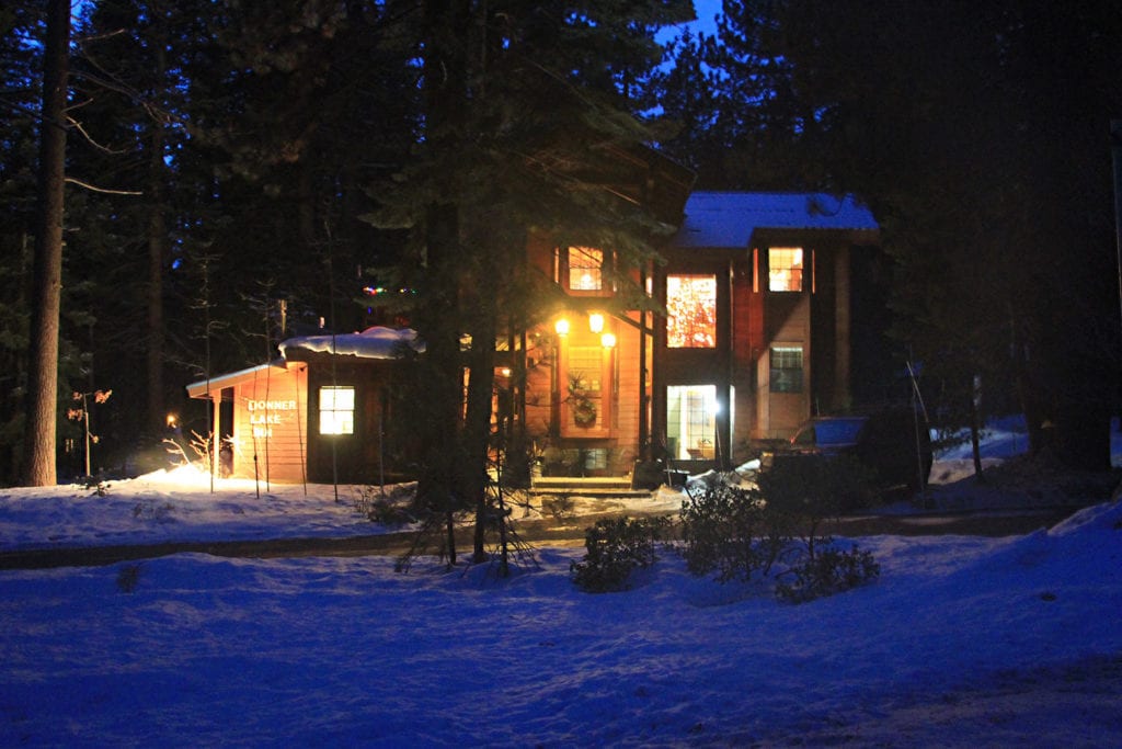 Donner Lake Inn at night