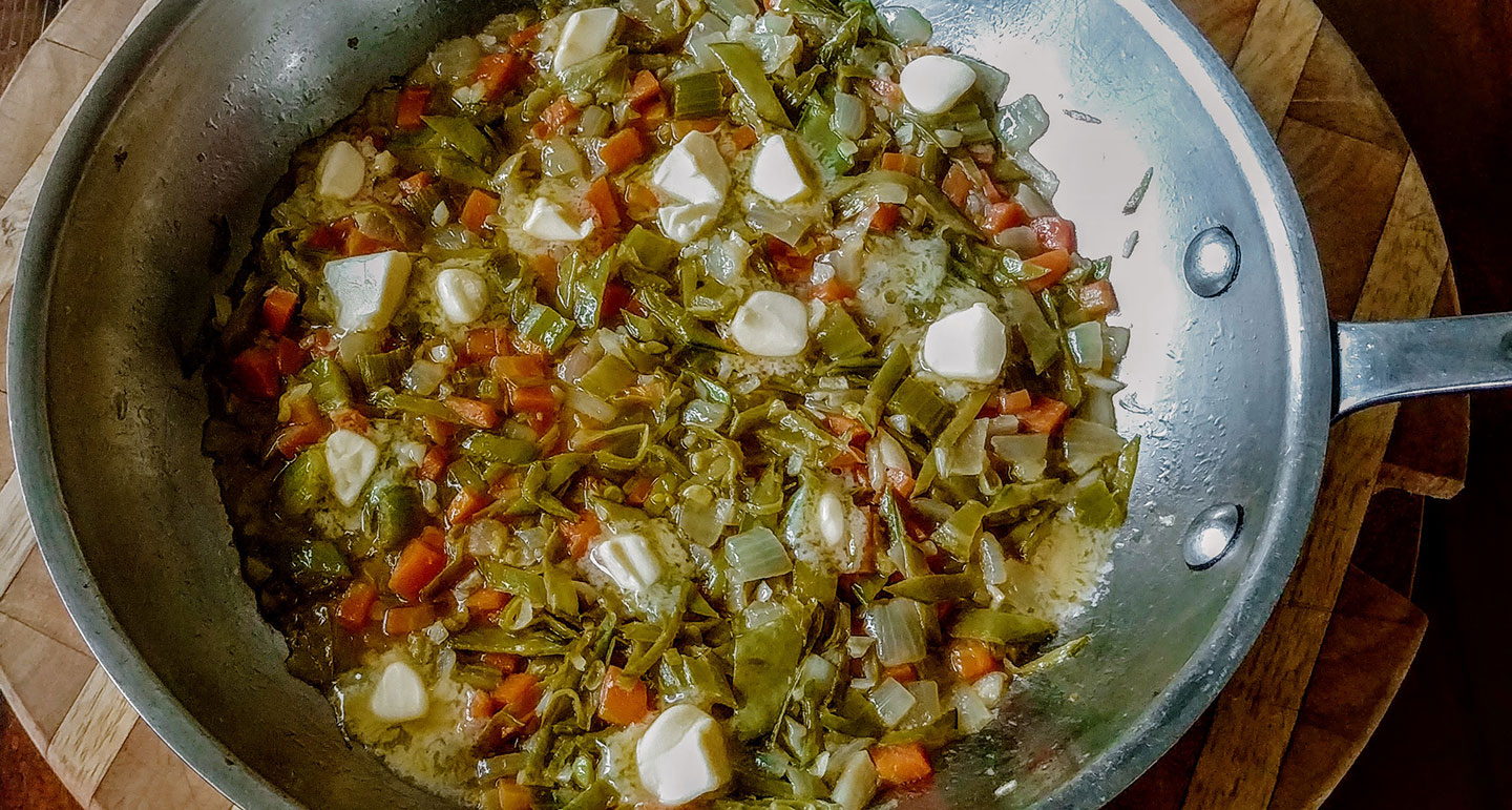 Spring Pea Fricassée with Local Ling Cod from the Inn at Newport Ranch