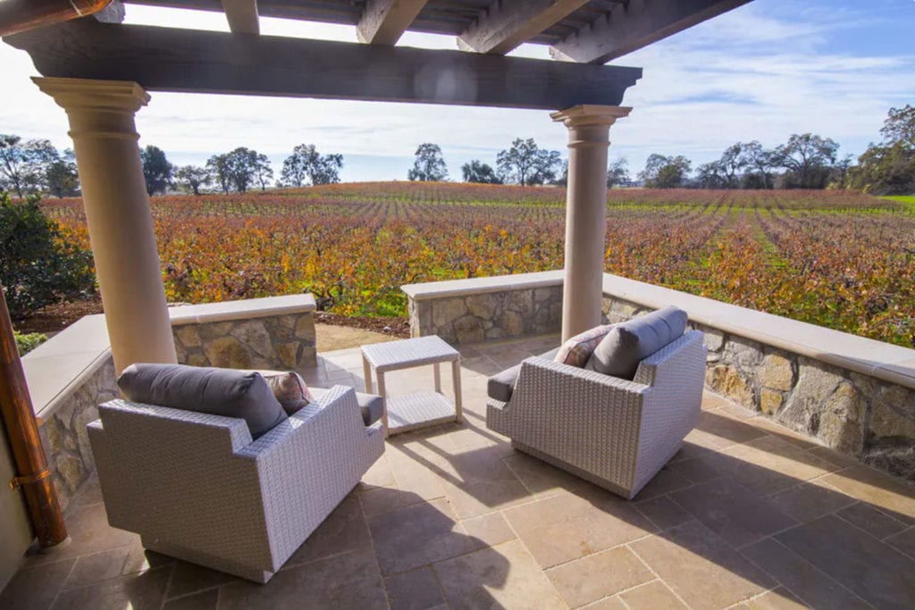 Vineyard views from the private patio of the Tuscany Suite at Grand Reserve Inn