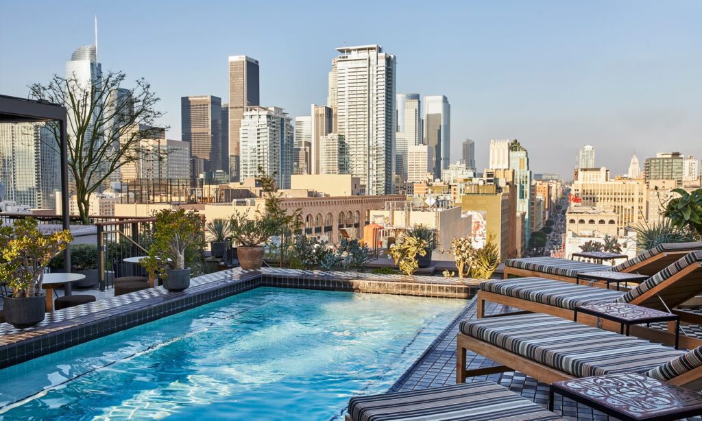 Rooftop pool at Downtown Los Angeles Proper Hotel
