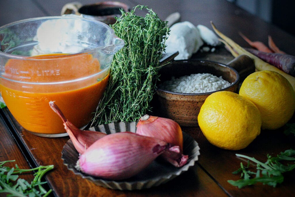 Carrot risotto ingredients