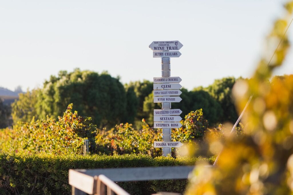 San Luis Obispo Coastal Wine Trail signage