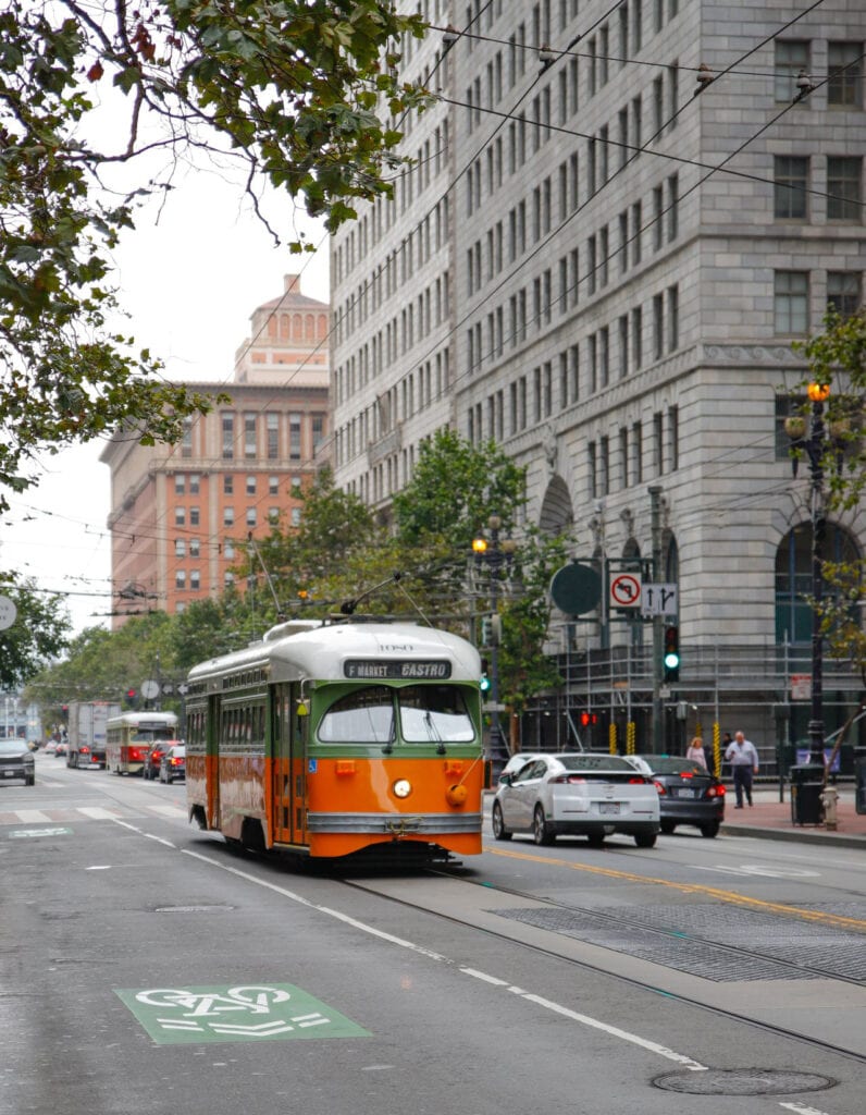 Streetcar in downtown San Francisco