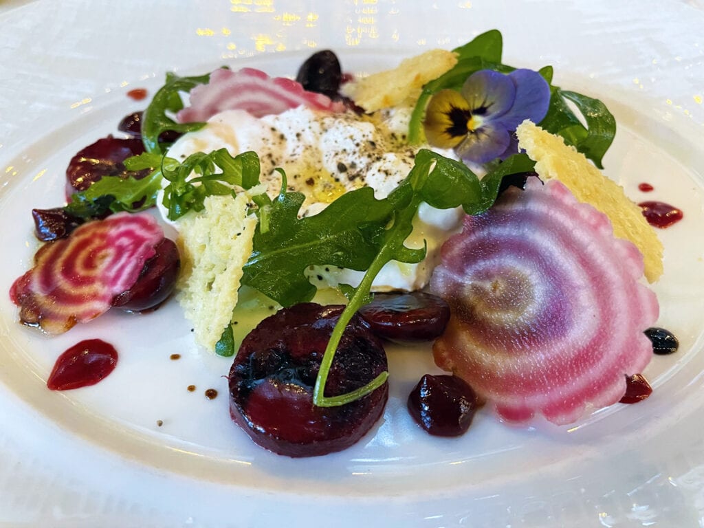 Burrata and summer cherry salad at Spruce