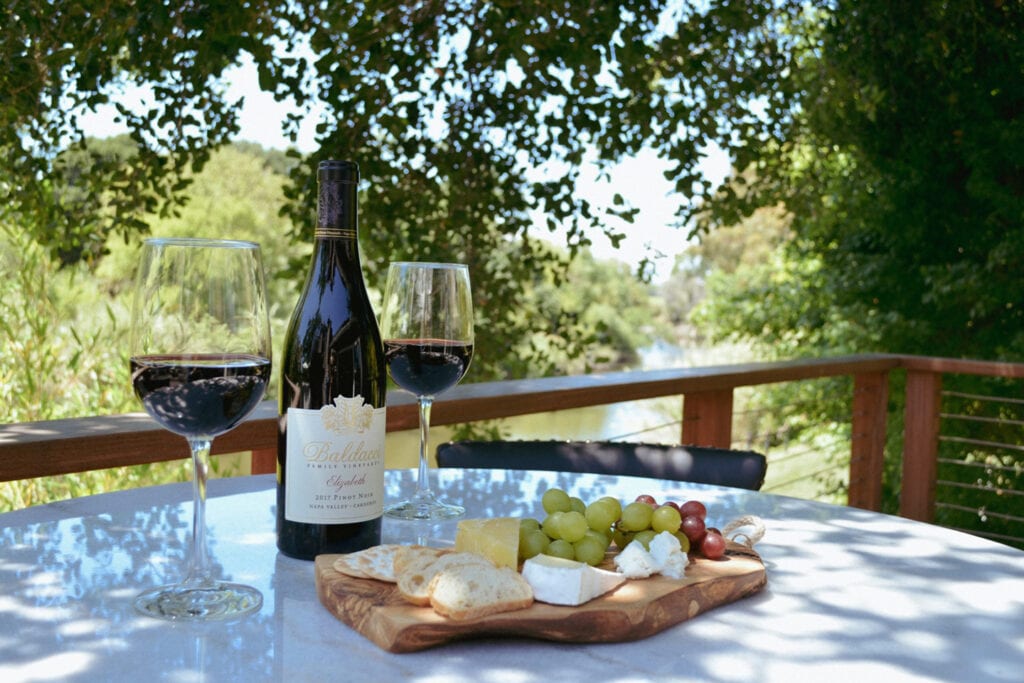 Wine and cheese at Milliken Creek Inn