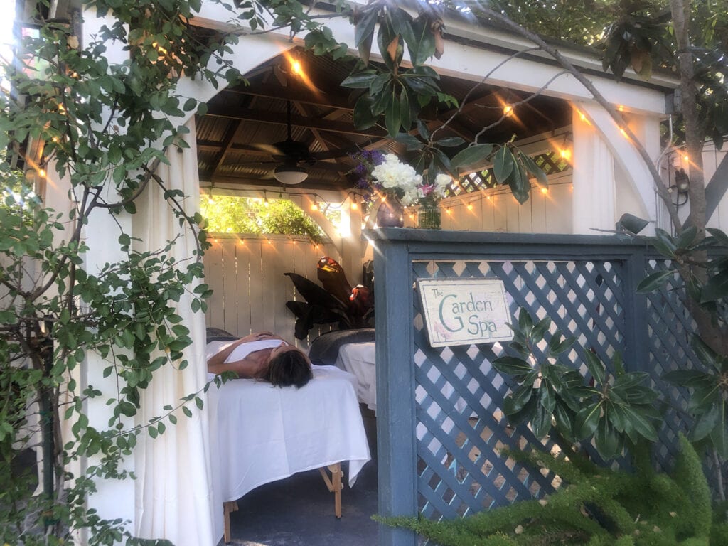 Outdoor massage gazebo at Lavender Inn