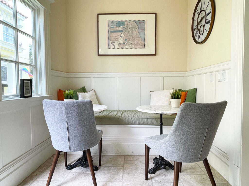 Cozy dining nook at Parker Guest House