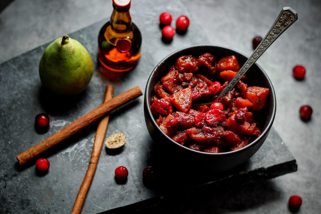 Combine cranberry mixture with cooked apples and pears.