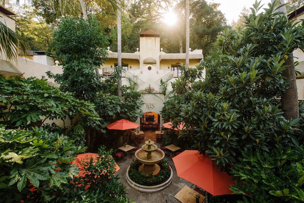 The European-style Centro Courtyard at Kenwood Inn & Spa