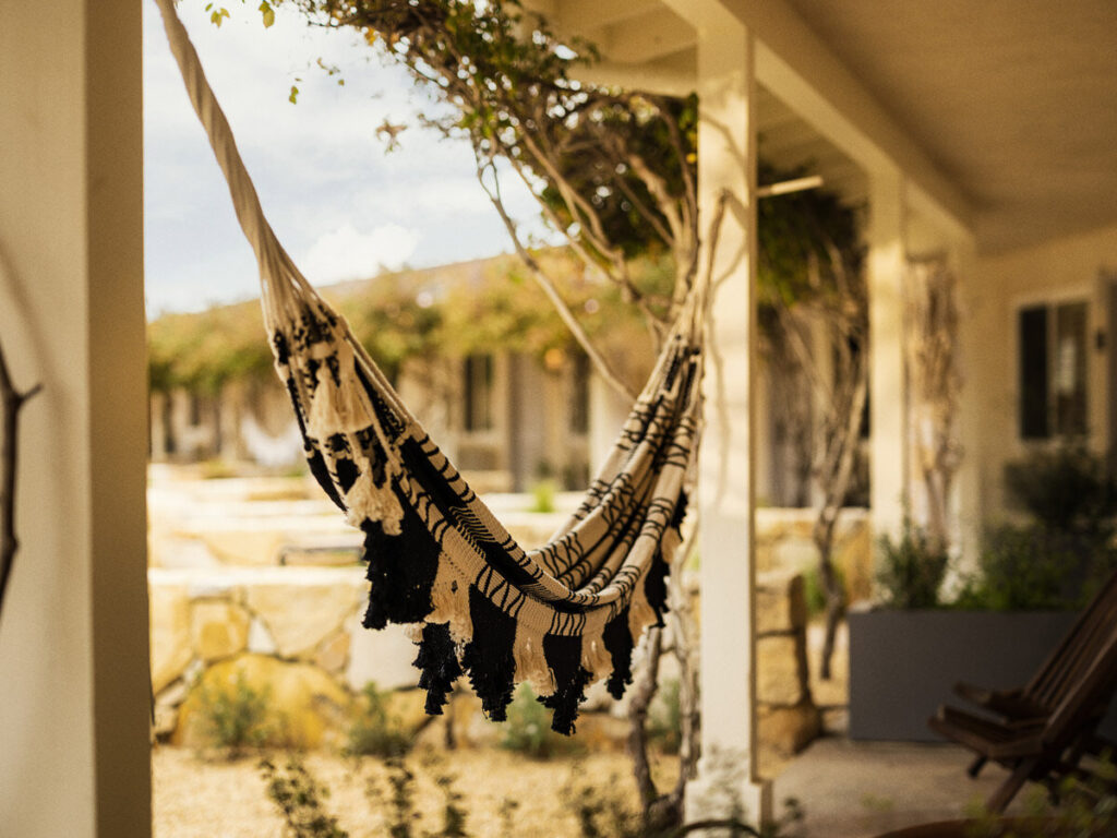 Patio hammock at Hotel Ynez