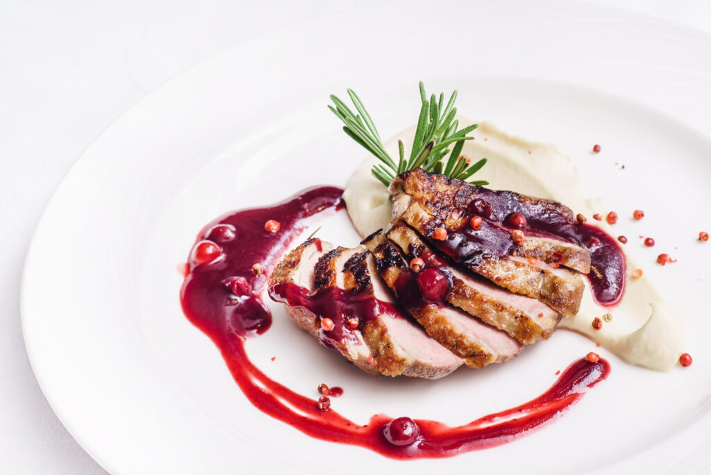 Pan-Seared Duck Breasts with Cherry Pinot Noir Sauce