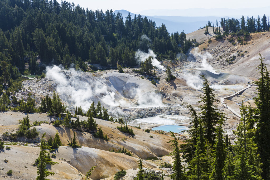 Geothermal features of Bumpass Hell in Lassen Volcanic National Park 