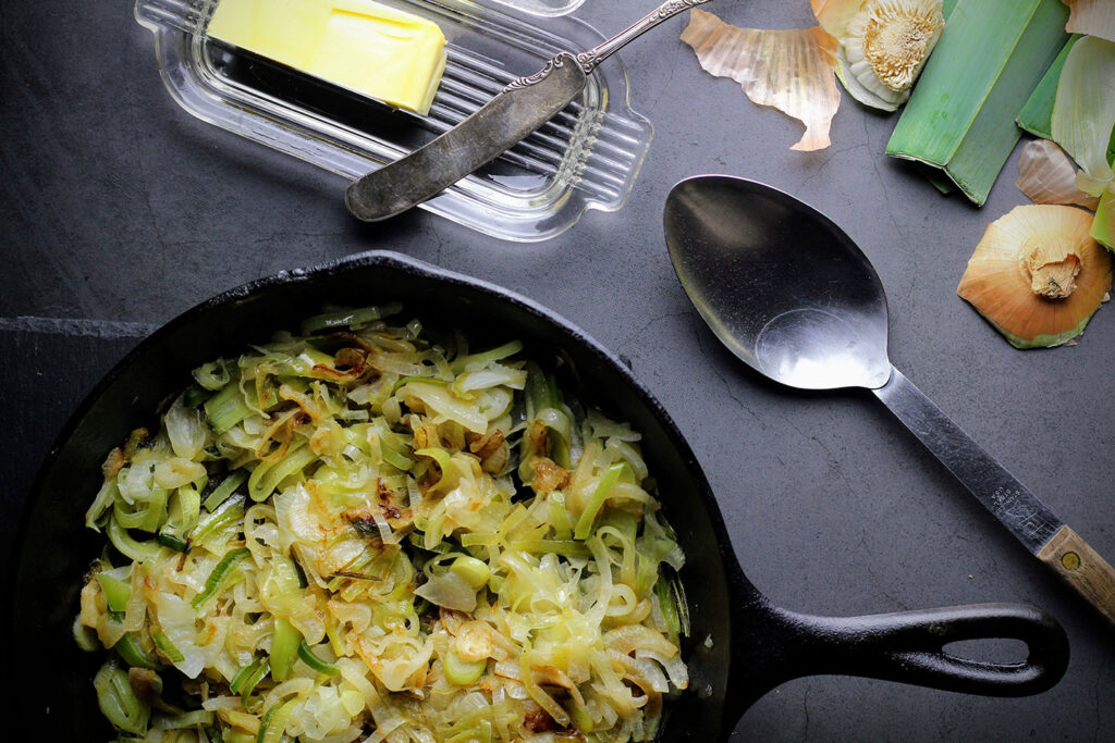 Sautéed leeks and onions