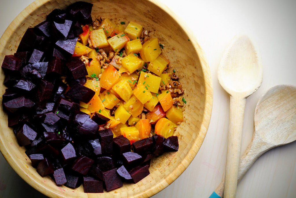 red and golden beets