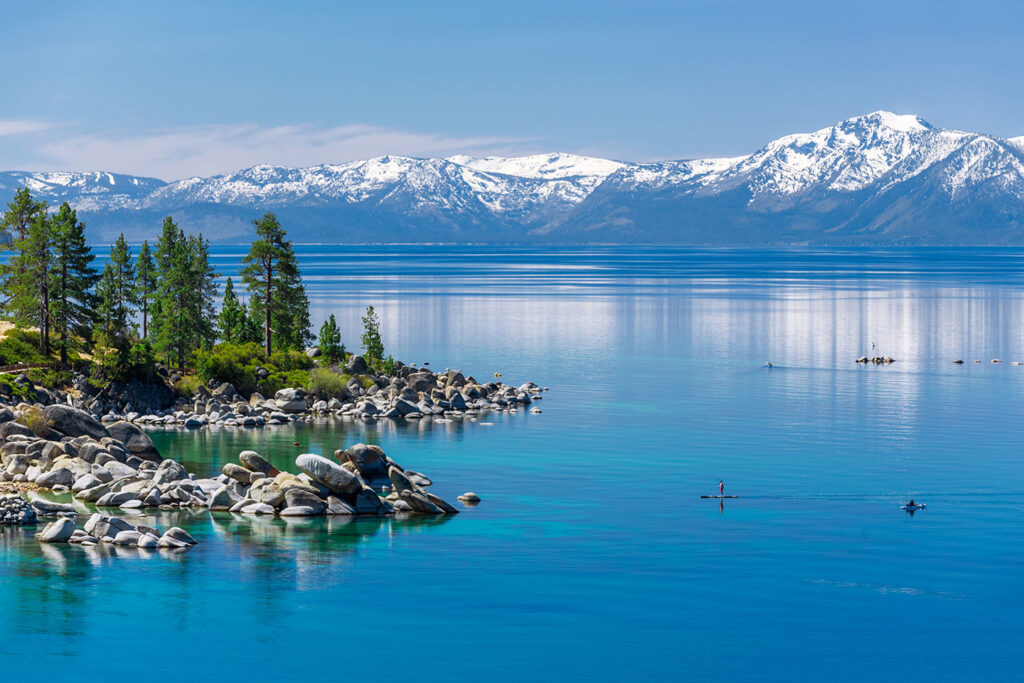 Stand-up paddle boarding on Lake Tahoe