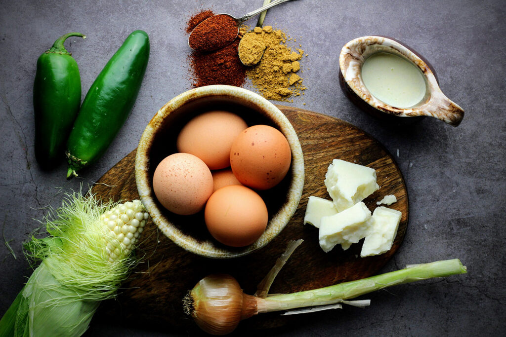 The ingredients for Martha’s Southwestern Eggs