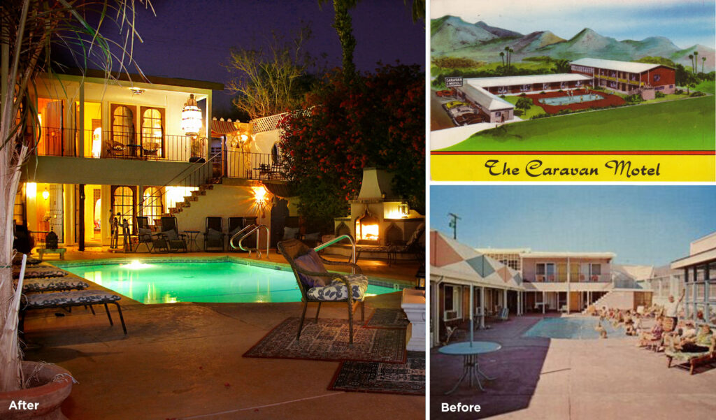 Before and after images of El Morocco Inn & Spa
