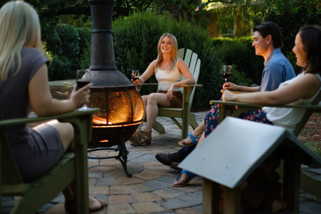 Private chiminea at the Cottages of Napa Valley