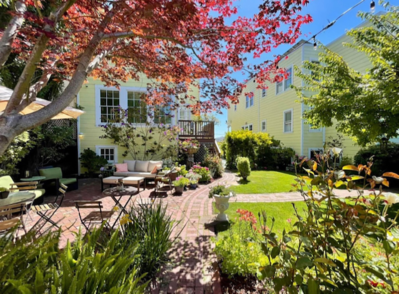 Backyard gardens at the Parker Guest House