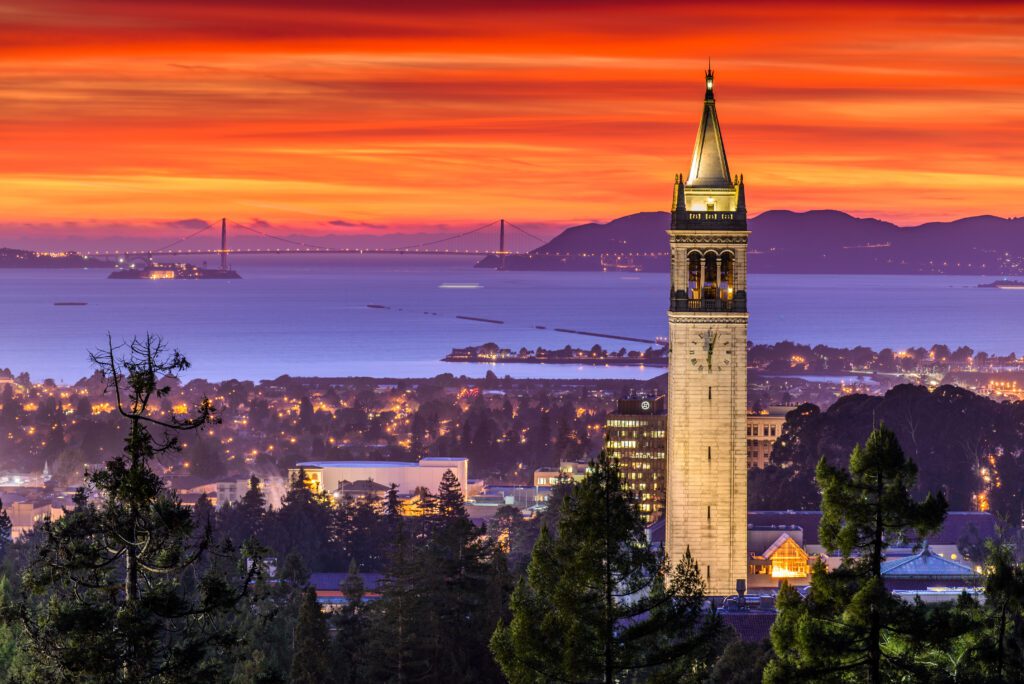 Sather Tower and Berkeley at Sunset