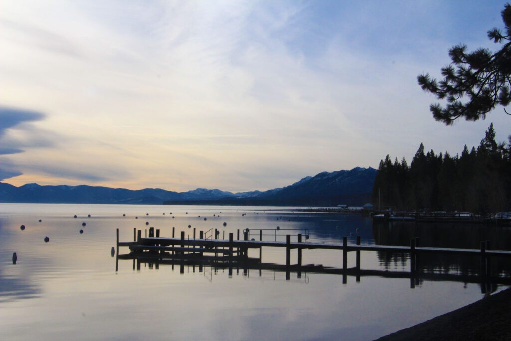 Private beach and dock across from Cottage Inn at Lake Tahoe