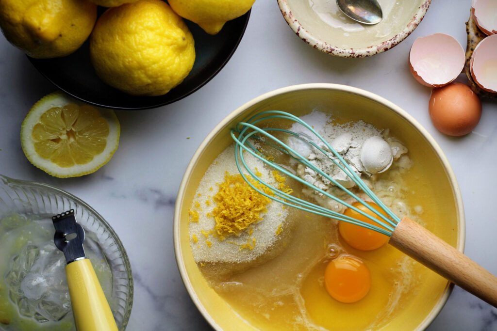 Mix the ingredients for the lemon bar filling in a large bowl