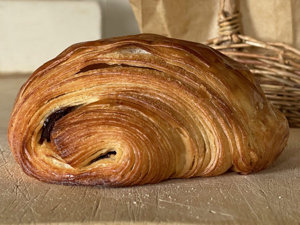 Close-up of a chocolate croissant