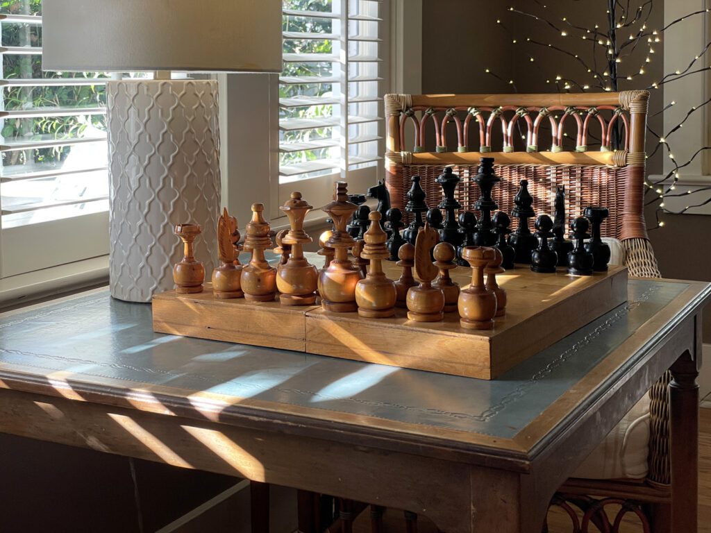 Chess board in the living room of the Lavender Inn