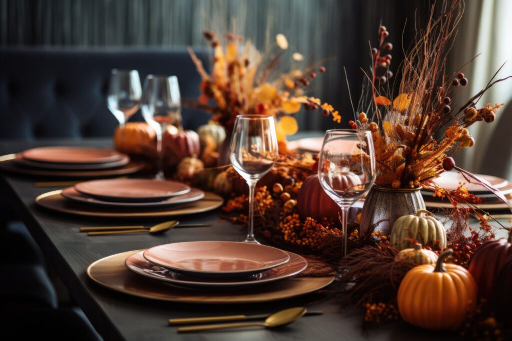 Fall table setting for Thanksgiving
