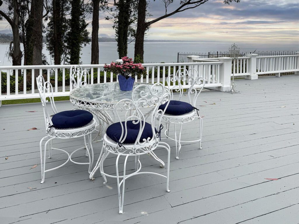 The event terrace at Monarch Cove Inn with panoramic ocean views