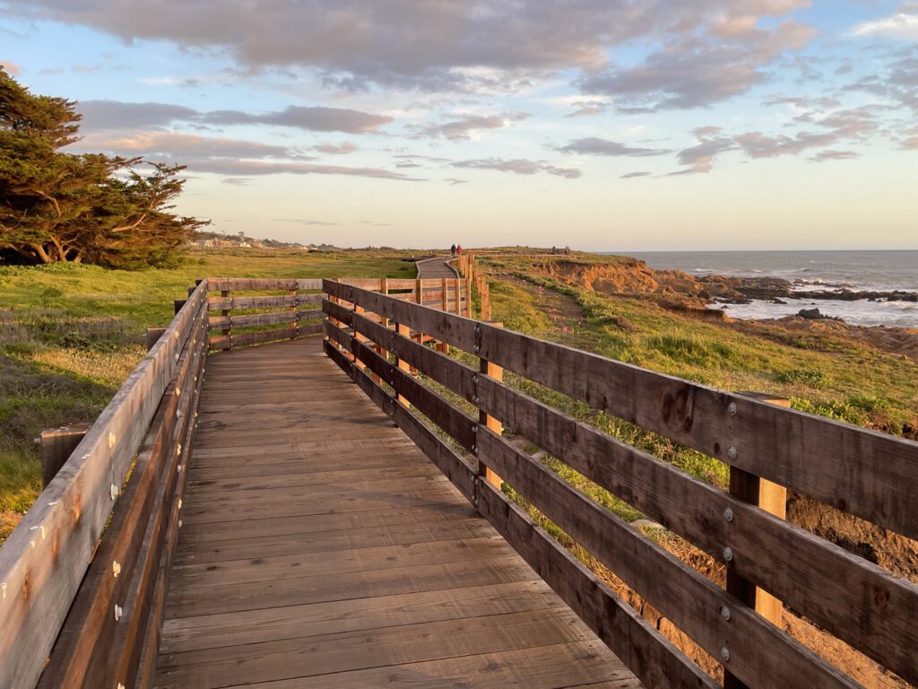 The boardwalk at Moonstone Beach