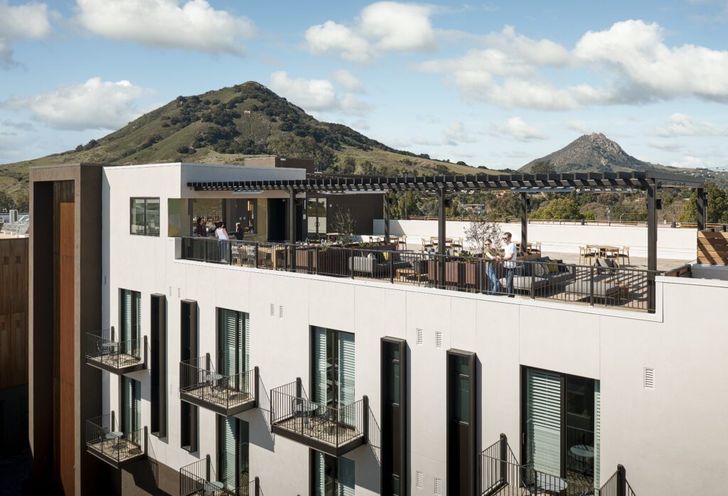 View of the rooftop terrace at Hotel San Luis Obispo