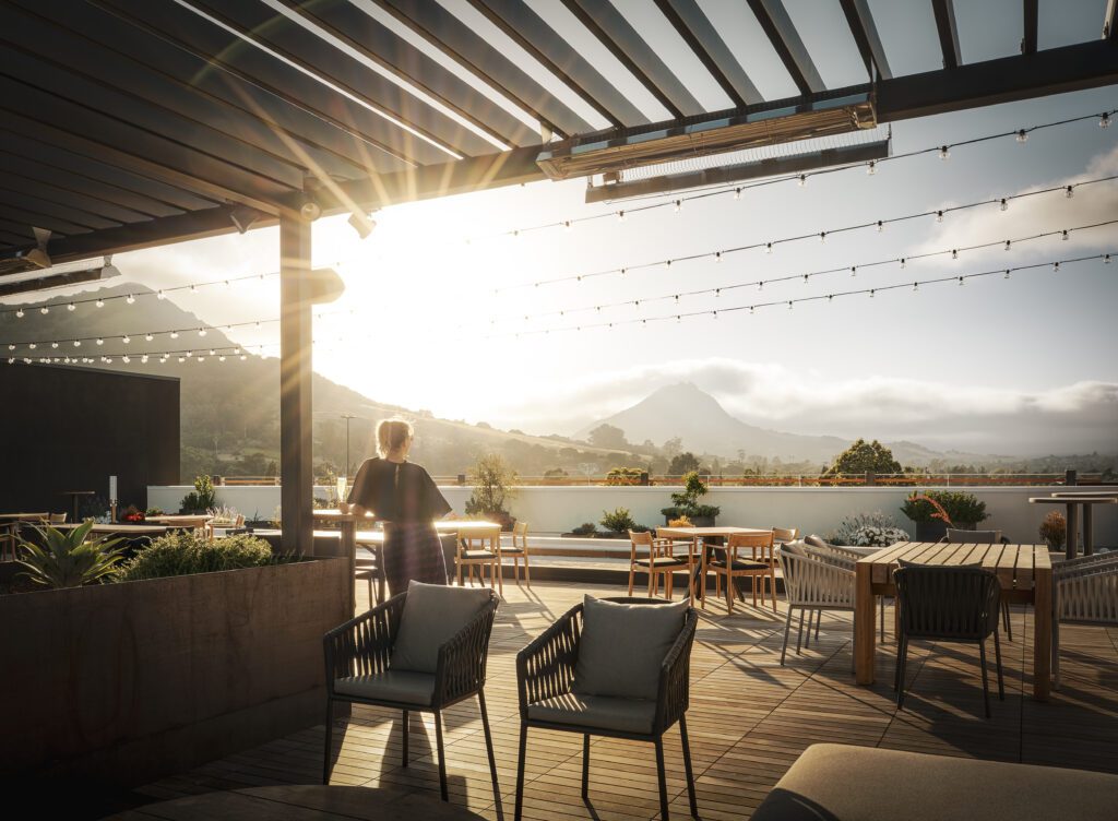 Sunset from the rooftop bar at Hotel San Luis Obispo