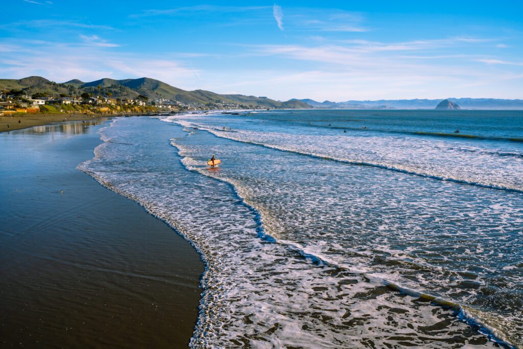 Surfers at Cayucos State Beach