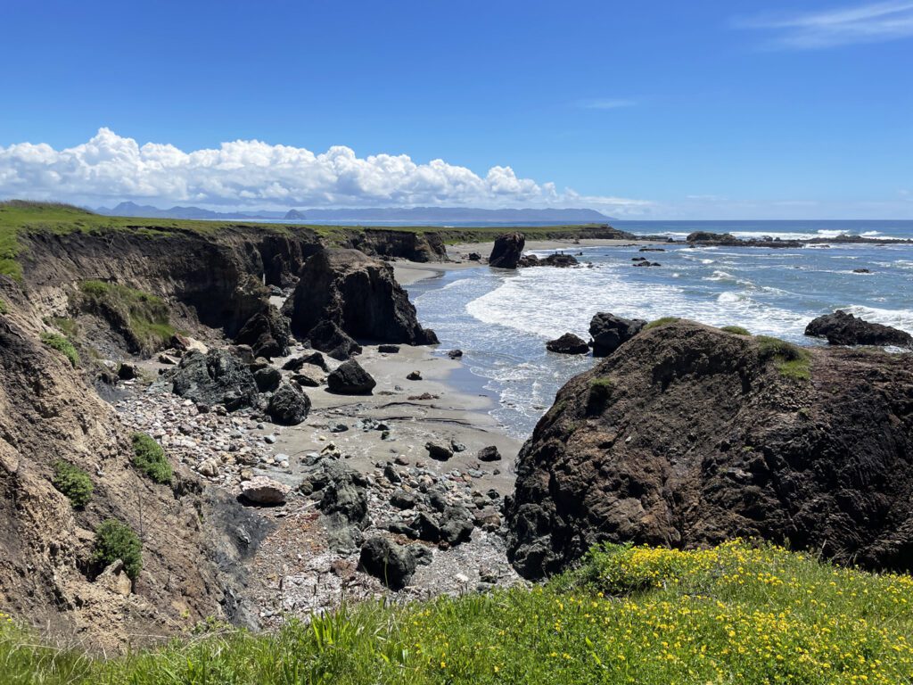 Views of ocean and rocky coastline from Estero Bluffs