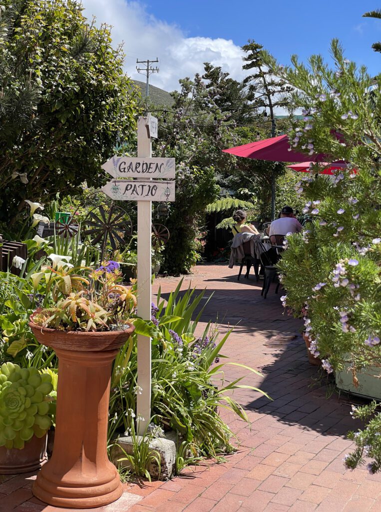 Garden patio seating at Luanda Garden Bistro