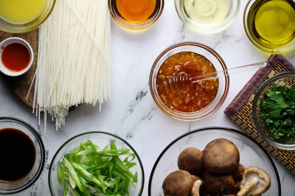 Ingredients for the Brewery Gulch Inn’s Sesame Somen Noodles with Shiitake Mushrooms