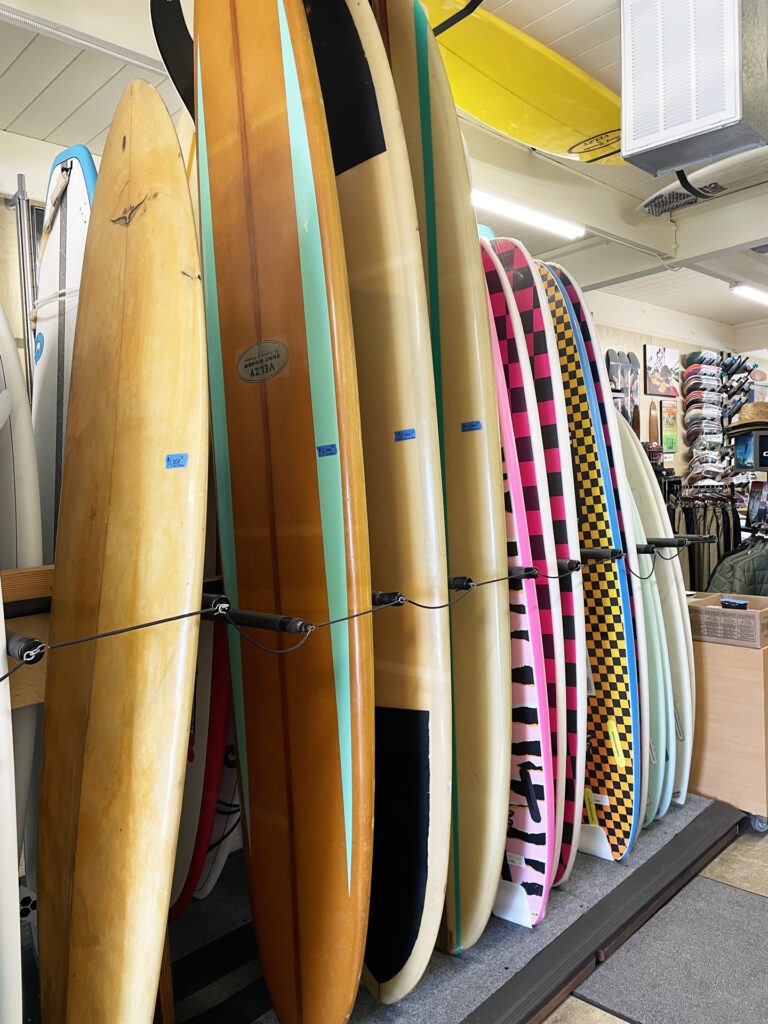 Surfboards at Good Clean Fun in Cayucos