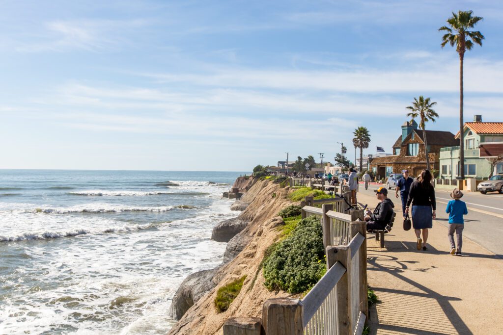 The walking path along East Cliff Drive overlooking the ocean