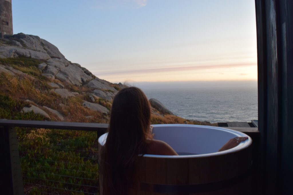 The cold plunge tub at Timebr Cove Resort